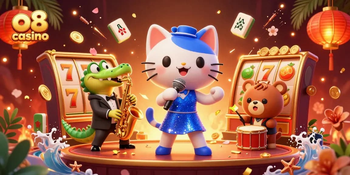 Engage with thrilling gameplay at o8 casino featuring vibrant characters in a lively casino scene.