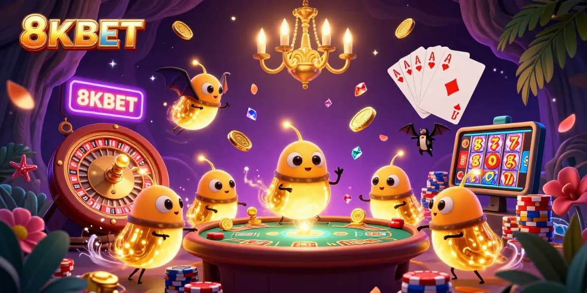 Experience thrilling gameplay at 8KBET with lively casino action featuring animated glowworms.