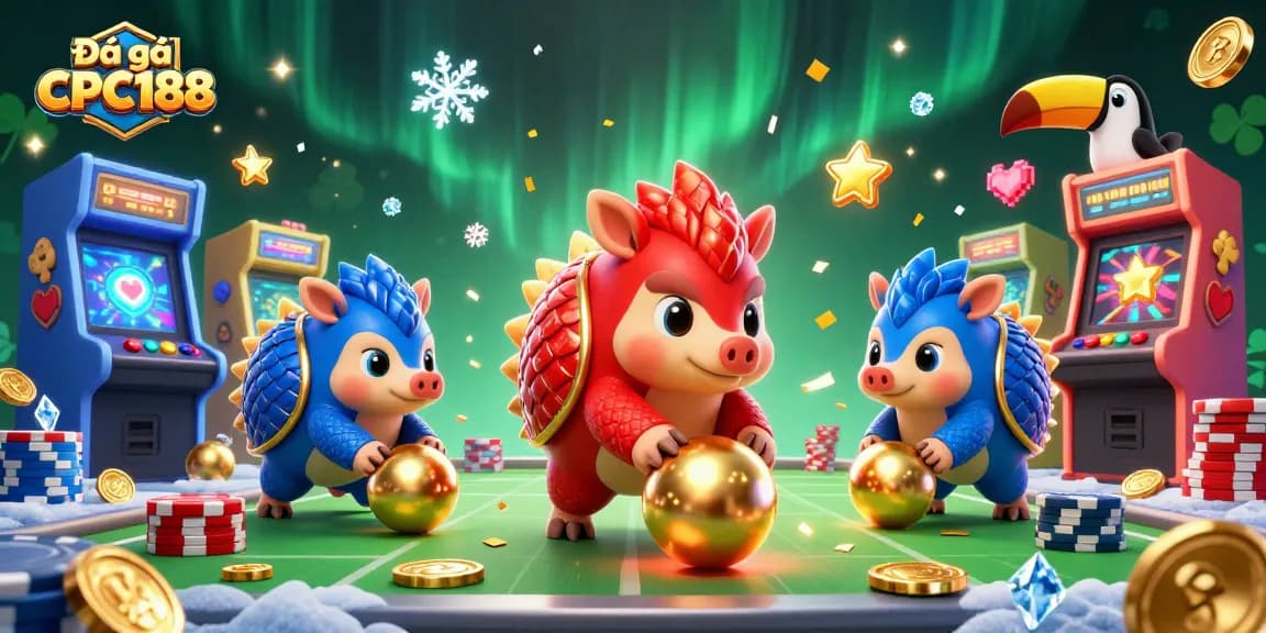 View an exciting scene of Đá gà CPC188 with pangolins battling and poker chips flying.