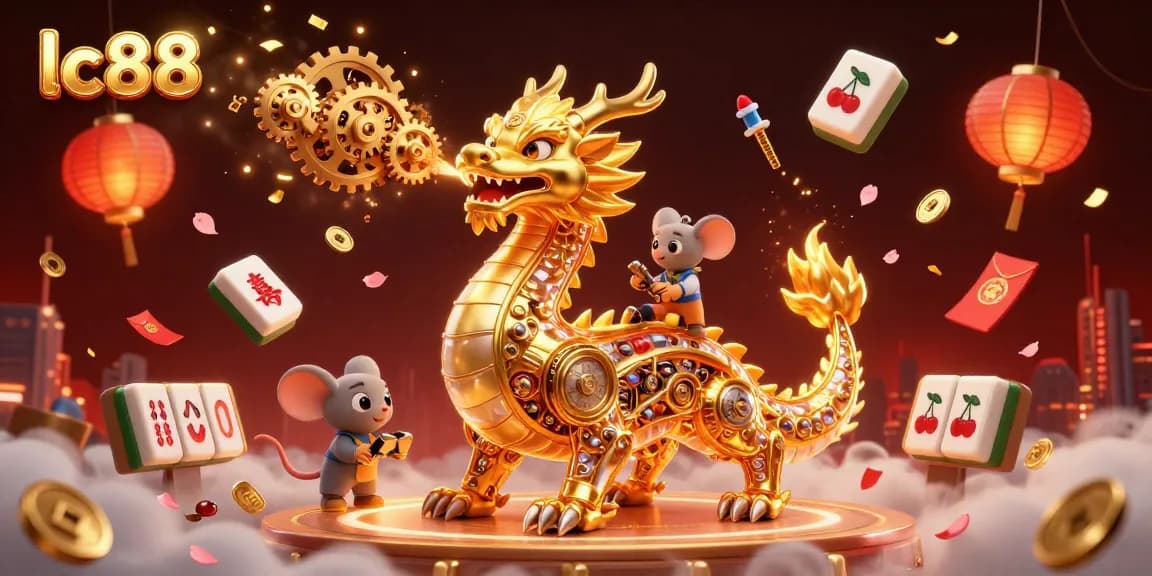 Experience thrilling gameplay and big wins with lc88's vibrant gaming scene featuring a golden dragon and lucky charms.