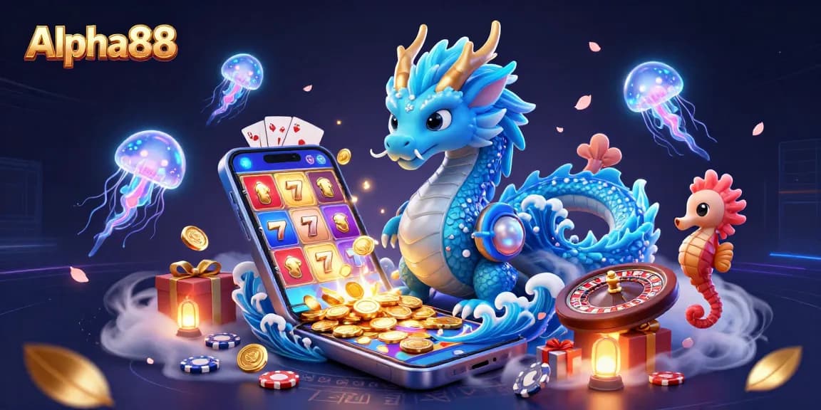 Experience the thrill of Alpha88's vibrant gaming universe with a spectacular 3D digital illustration.