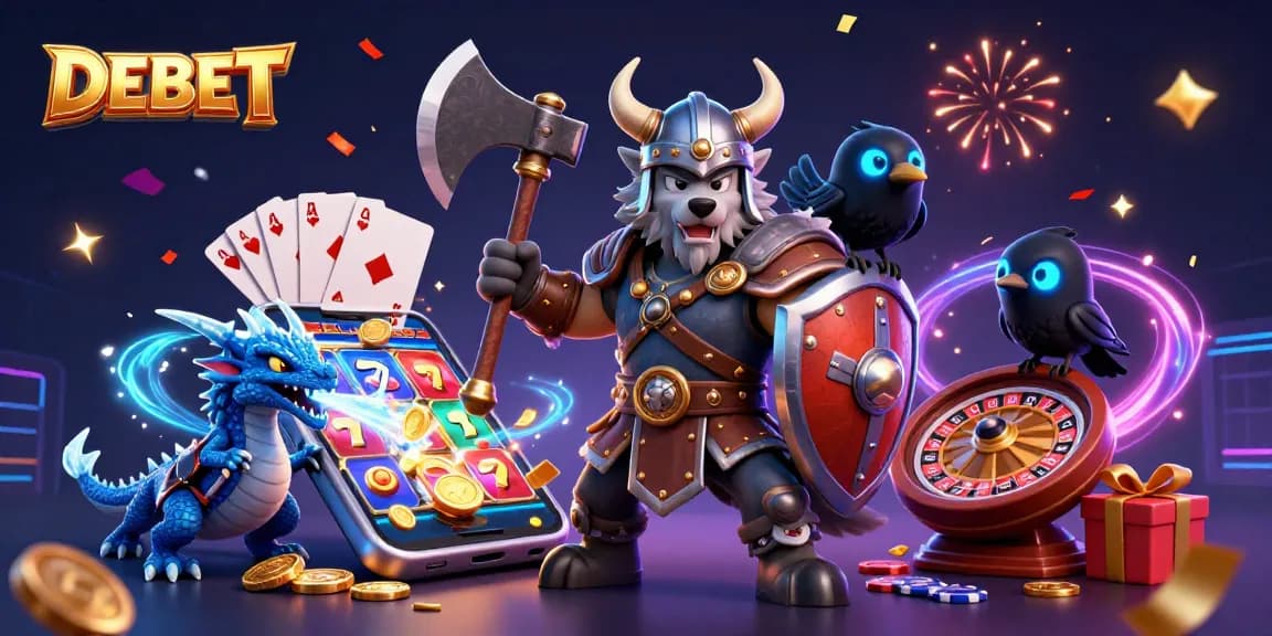 Spin the DEBET slots with Viking warriors and magical creatures in a vibrant fantasy setting.