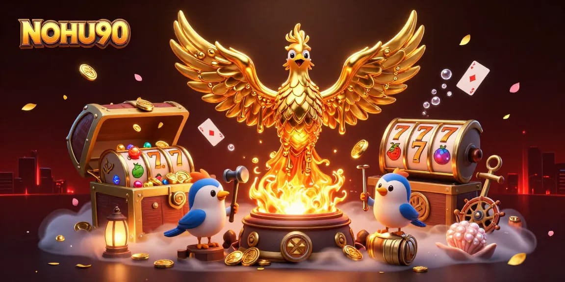 Experience thrilling gameplay with NOHU90, where golden phoenixes soar and jackpots await!