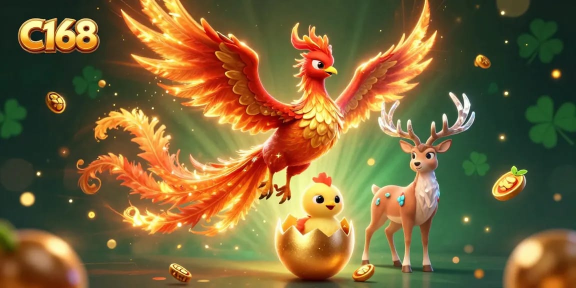 C168 offers vibrant gaming excitement with dynamic slot machines and a golden jackpot, embodying thrilling gambling action.