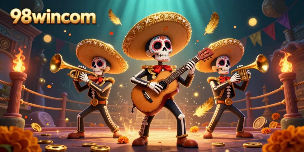 Engage with 98wincom's vibrant casino scene featuring colorful characters and dynamic elements.