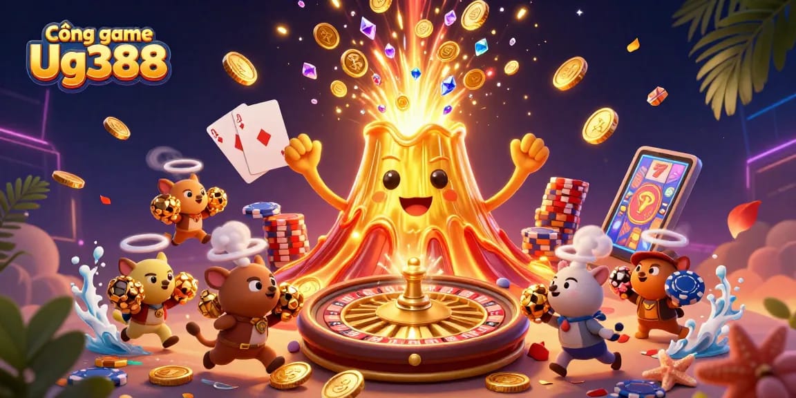 Cổng game Ug388 offers vibrant 3D casino fun with coins and treasure amidst thrilling gameplay elements.