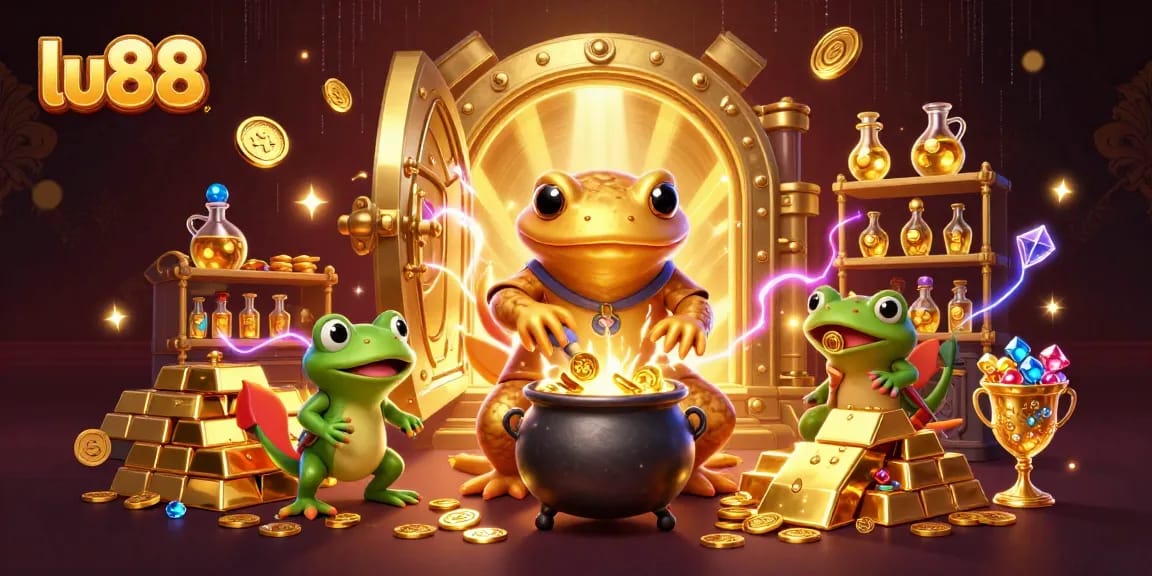 lu88 brings excitement with a golden salamander alchemist creating wealth in a magical scene
