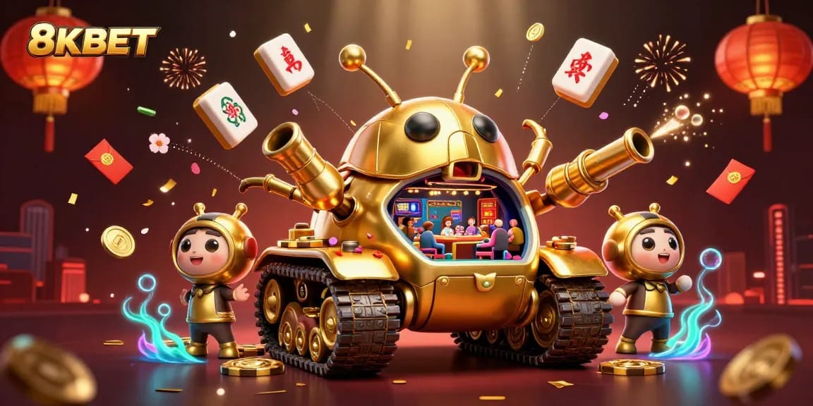 Experience thrilling gameplay at 8KBET with a vibrant and dynamic casino-themed illustration.