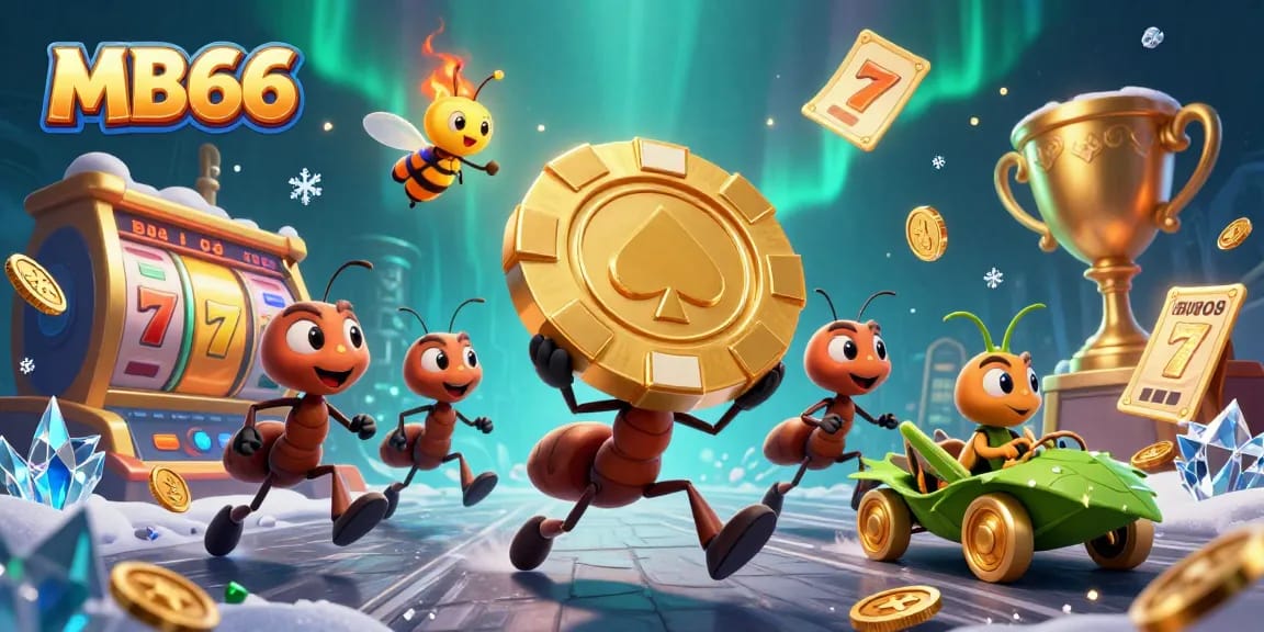 Perform thrilling gaming with MB66 as ants execute a heist amidst dynamic casino elements.