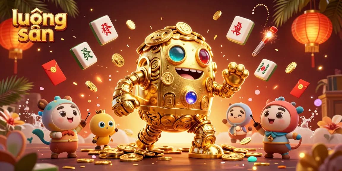 Experience thrilling gameplay with lương sơn's vibrant 3D gold golem amidst casino delights.