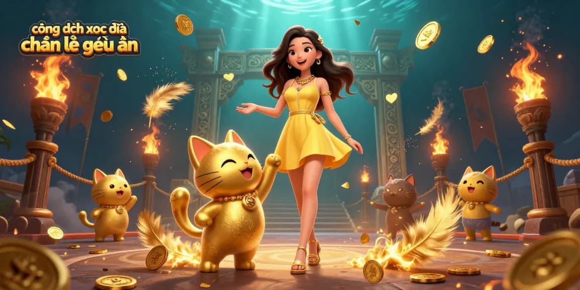 Win big using the công thức xóc đĩa chẵn lẻ đều ăn strategy with a cheerful Asian woman and lucky cat.