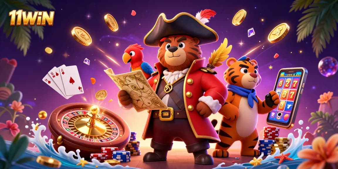 Experience thrilling wins at 11WIN with orchestrated casino excitement and colorful elements.