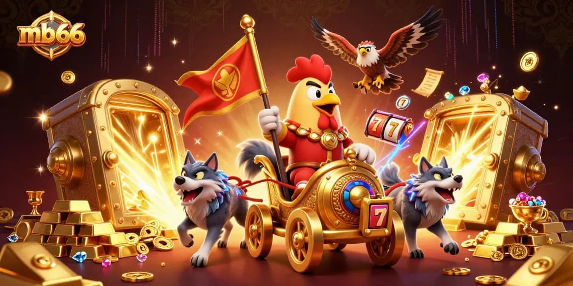 Experience high-stakes action with mb66 in this vibrant 3D casino scene filled with treasures and excitement.