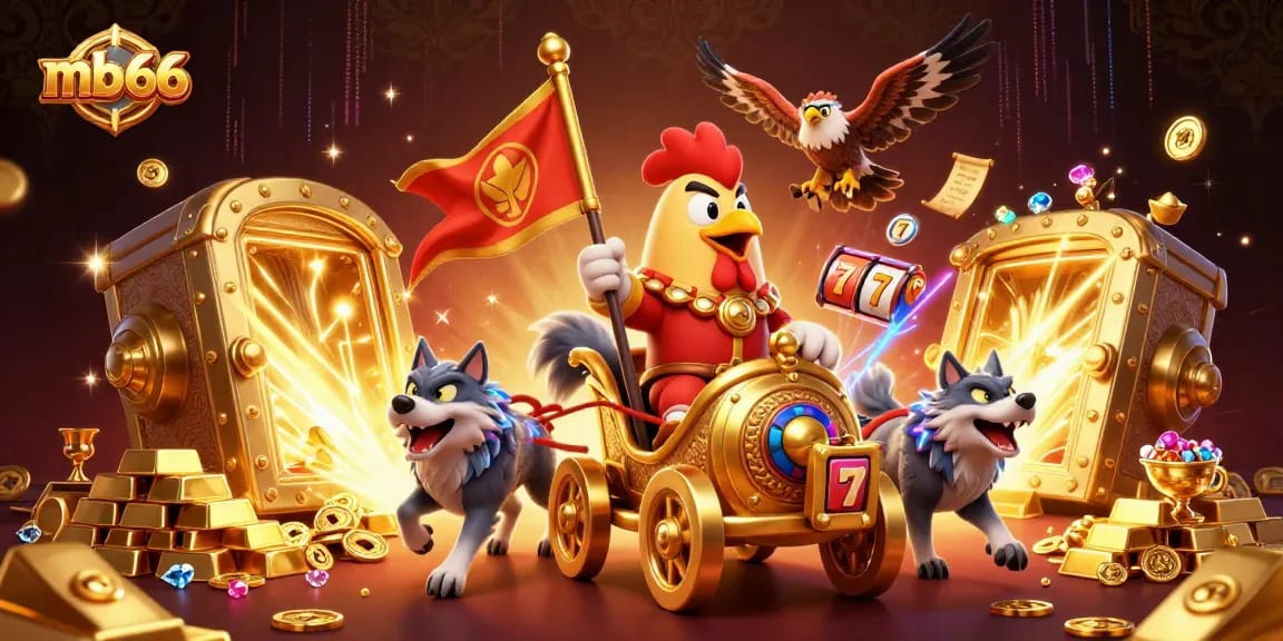 Experience high-stakes action with mb66 in this vibrant 3D casino scene filled with treasures and excitement.