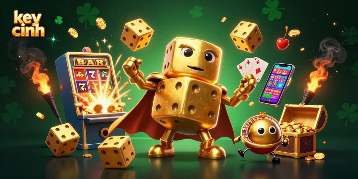 Engaging scene of golden dice golem, showcasing key chính in an exciting casino atmosphere filled with dynamic elements.