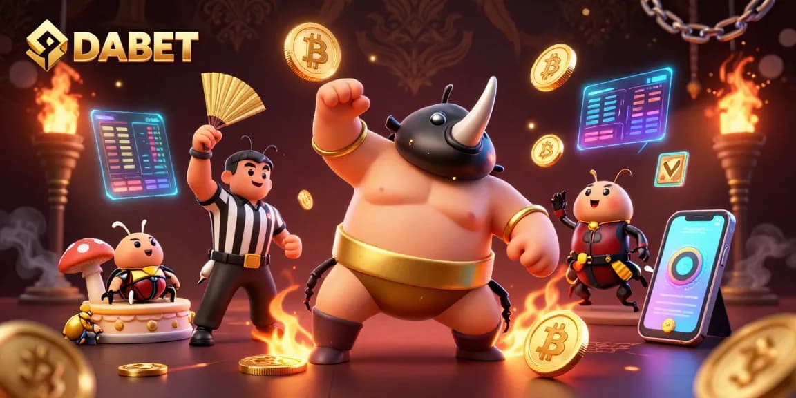 DABET offers an exciting casino experience with vibrant animated characters showcasing thrilling betting elements.