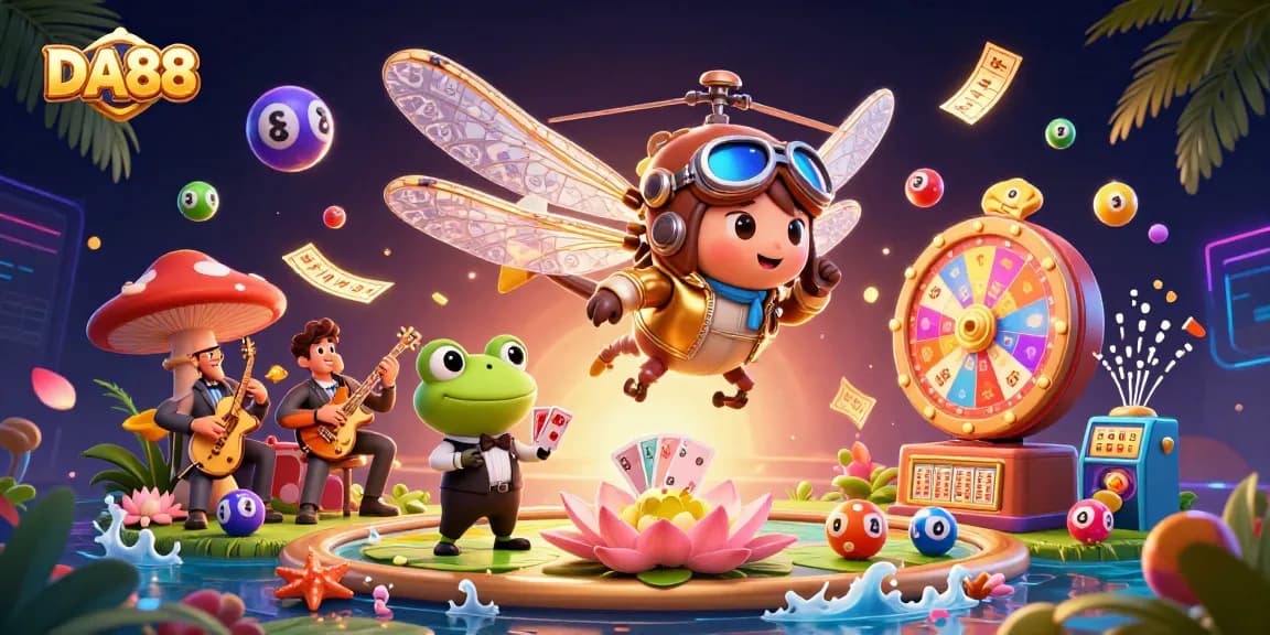 Engage with DA88 and enjoy thrilling casino adventures in a vibrant 3D illustration.