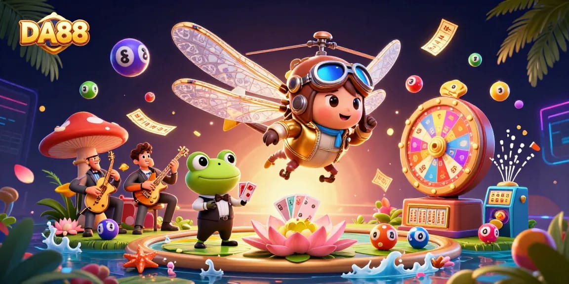 Engage with DA88 and enjoy thrilling casino adventures in a vibrant 3D illustration.