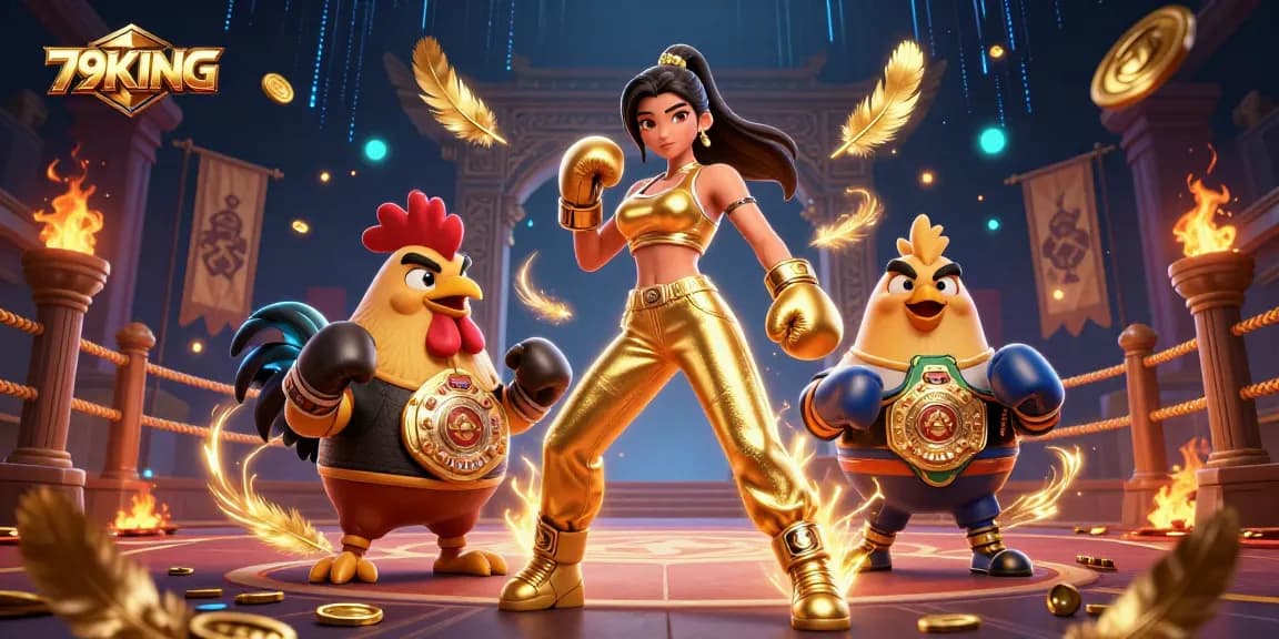 Engage in thrilling gameplay with 79KING's dynamic 3D illustration featuring champion characters.