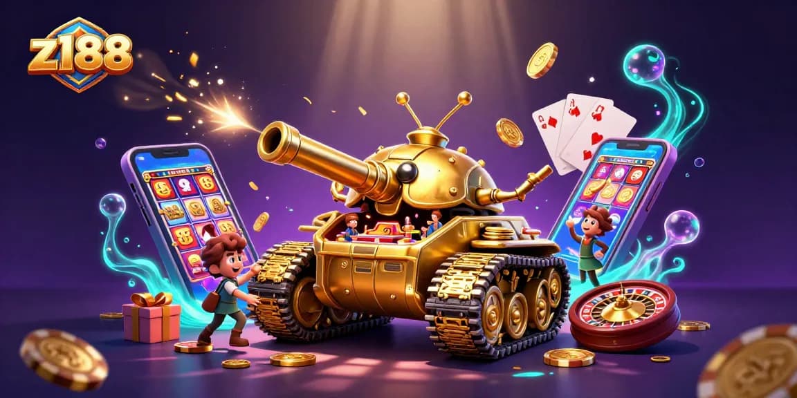 Experience the z188 mini casino scene exploding with golden coins and vibrant games!