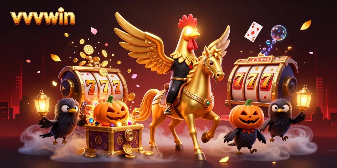Engage in thrilling adventures with vvvwin's vibrant casino experience featuring a golden rooster.