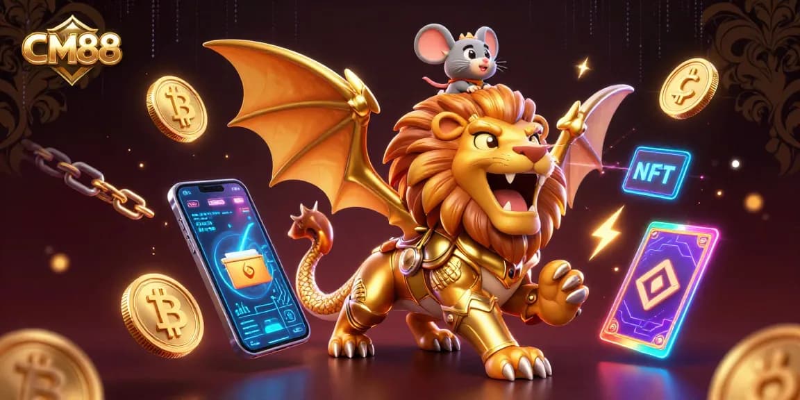 Win big with CM88 in a vibrant, dynamic casino scene filled with 3D fantasy elements
