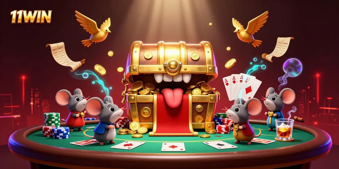 Experience thrilling gaming adventures at 11WIN with this vibrant casino illustration showcasing poker excitement.