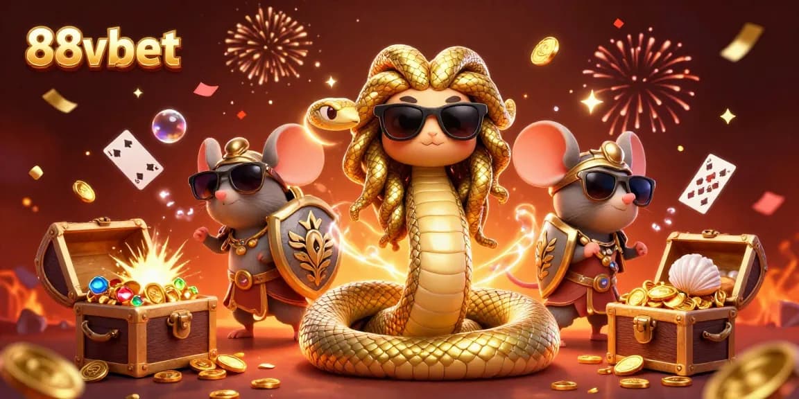 Experience 88vbet's thrilling casino scene with Medusa and exciting game elements.