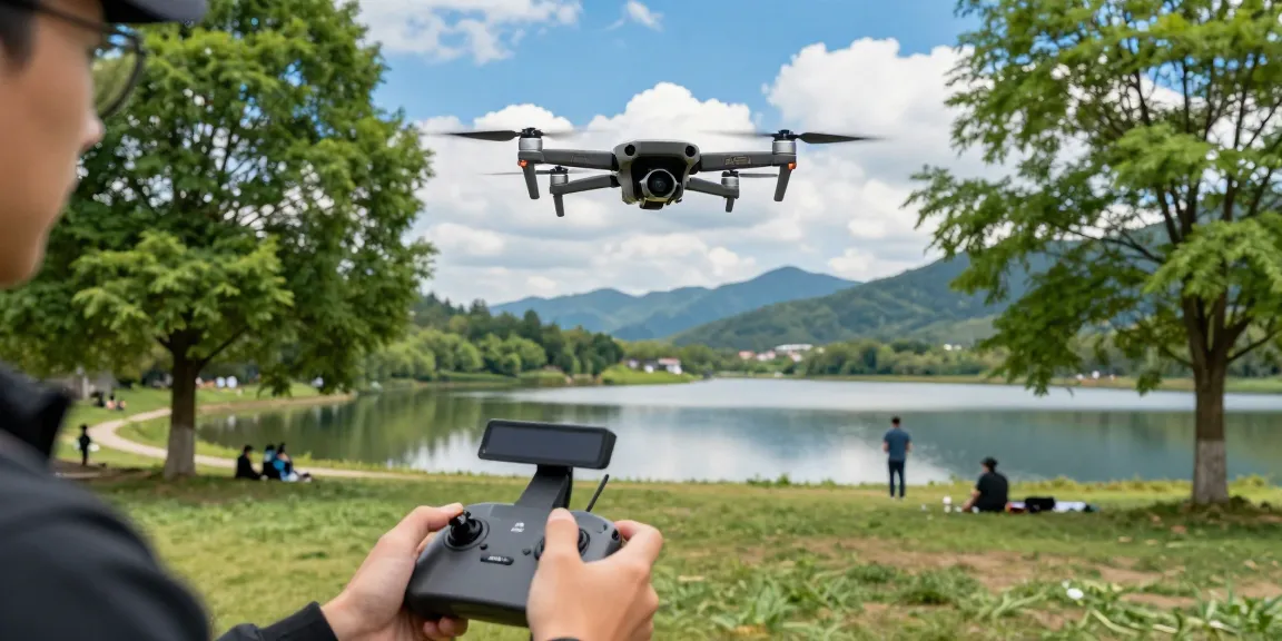 Person flying the F168 drone over a scenic landscape, capturing aerial footage.
