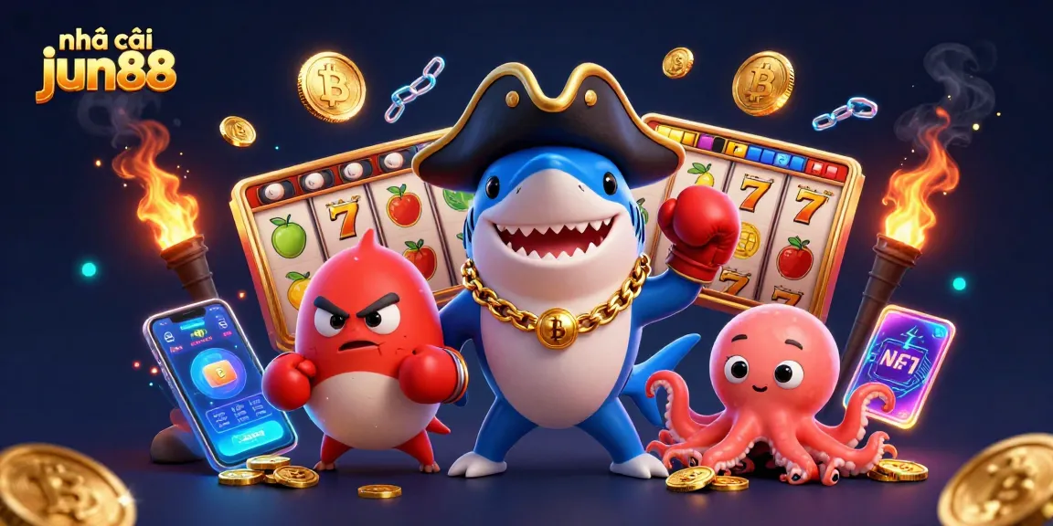 Experience thrilling wins at nhà cái jun88 with vibrant slot games and engaging characters in a dynamic underwater scene.