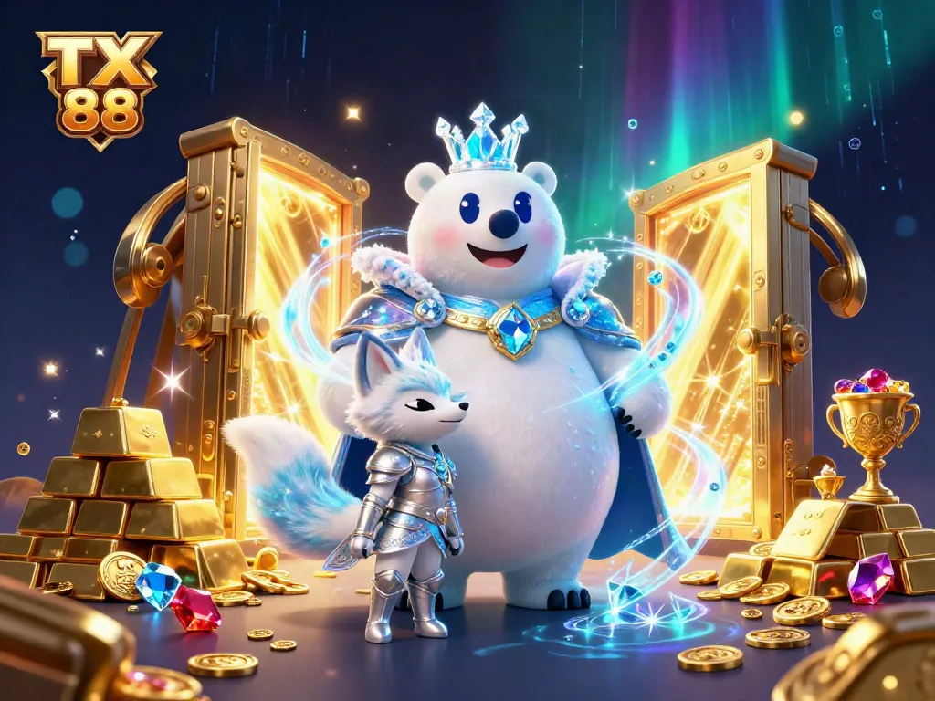 Engage with TX 88 in vibrant treasure-filled gameplay with dynamic characters amidst dazzling gems.