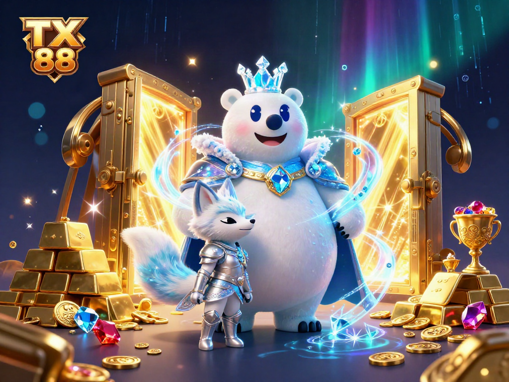 Engage with TX 88 in vibrant treasure-filled gameplay with dynamic characters amidst dazzling gems.