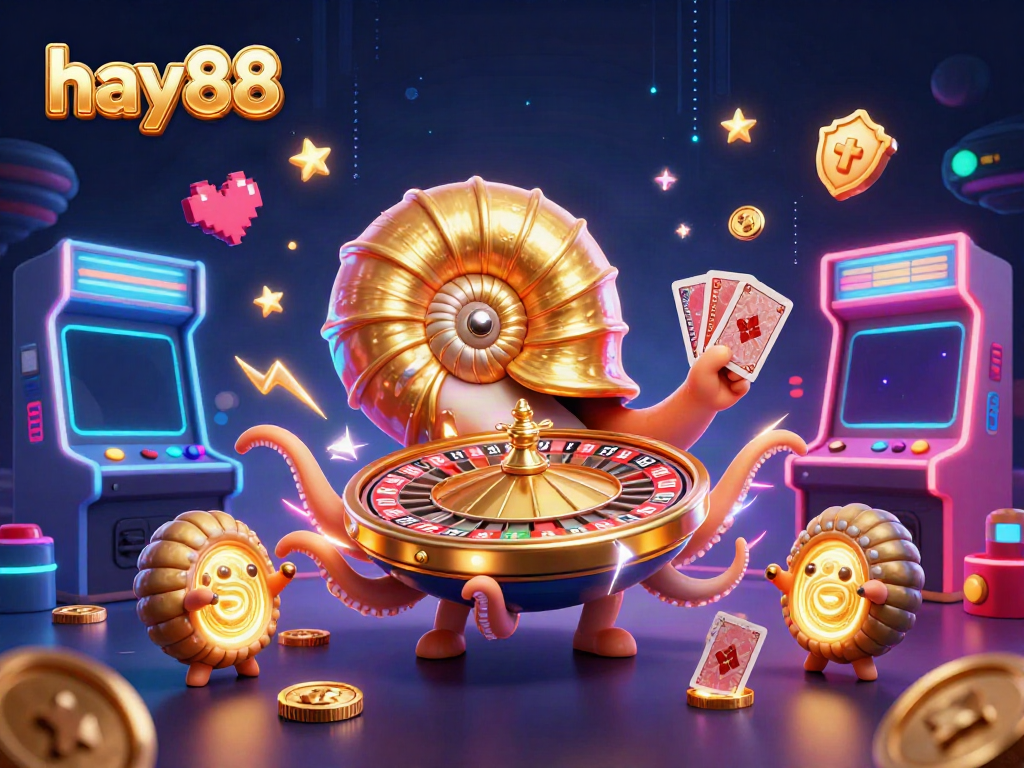 Experience the excitement of casino gaming with hay88's vibrant digital illustration of a giant nautilus roulette wheel.