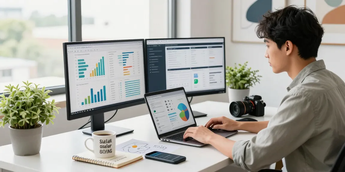 GEGESLOT dalam suasana kerja kreatif di ruang digital marketing dengan analitik dan grafik.