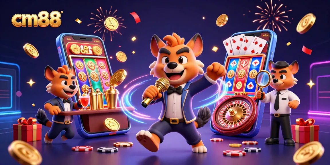 Experience the excitement at cm88's comedy casino club with lively hyenas and slot games!