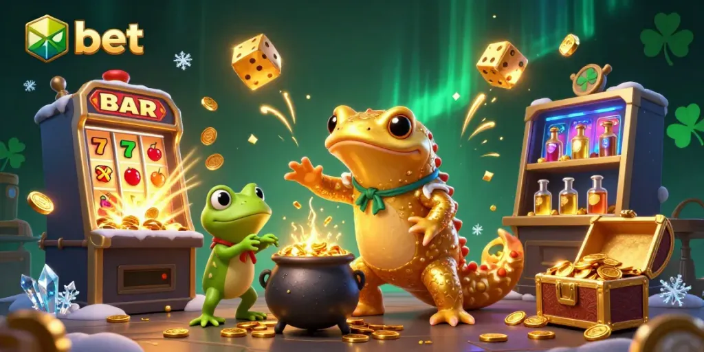 Experience nbet gaming excitement with a vibrant alchemist scene full of gold and casino themes.