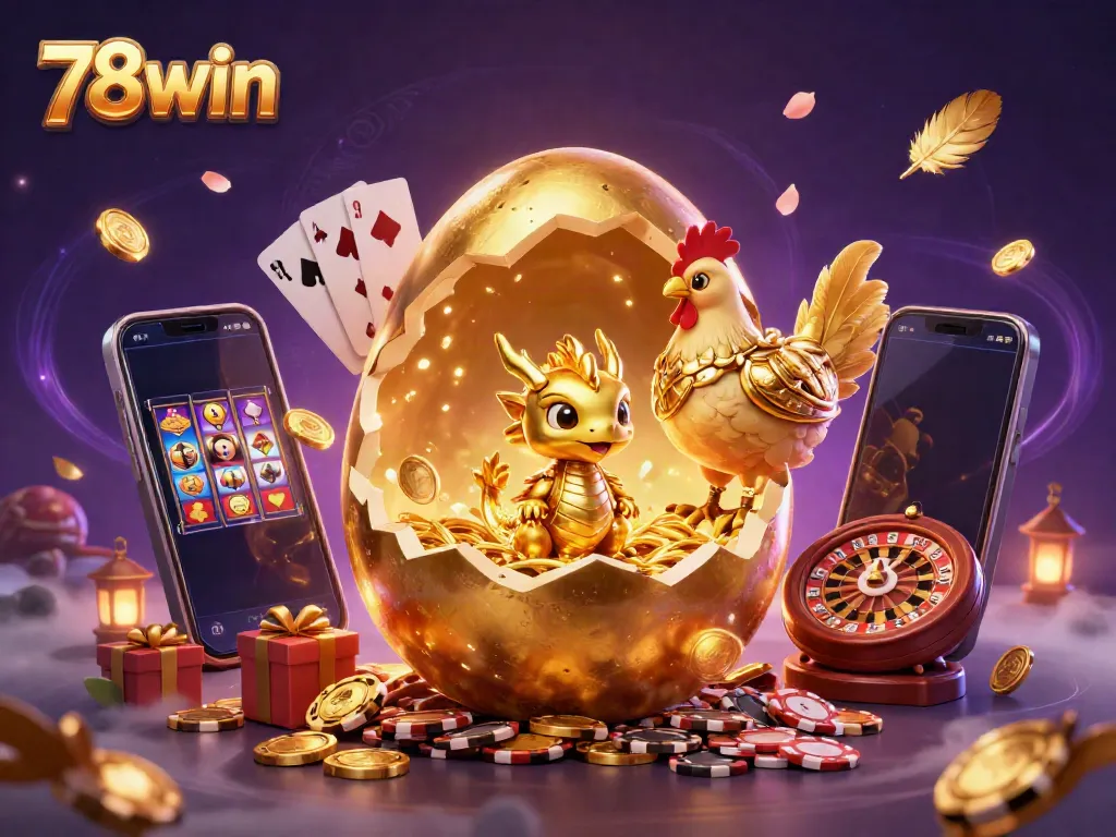 Experience the thrill of 78win with a dragon guarding golden treasures in a vibrant casino world.