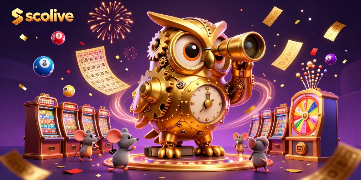 Socolive offers a vibrant casino experience with dynamic lottery elements and a golden owl character.