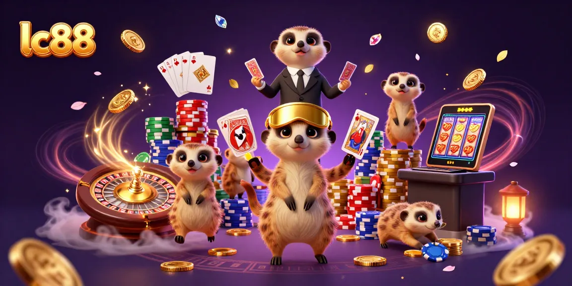 Experience thrilling gameplay at lc88 with meerkats running a vibrant casino filled with games.