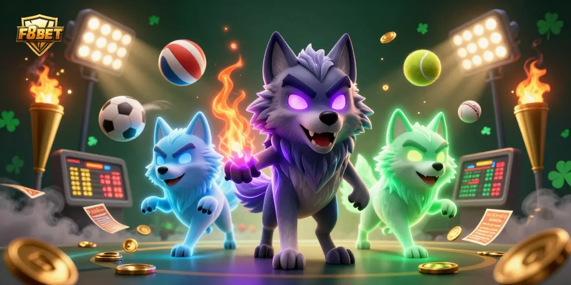 Engage in the thrilling world of F8BET sports betting with dynamic wolf characters and vibrant game elements.