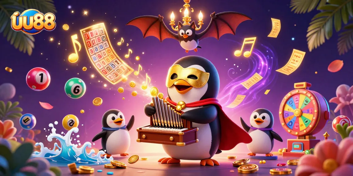 Experience thrilling game wins at uu88 with a vibrant 3D casino illustration filled with energetic elements and characters.