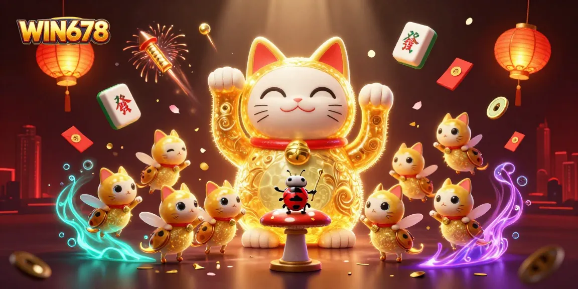 WIN678 offers a vibrant casino experience with golden fireflies as symbols of luck and joy.