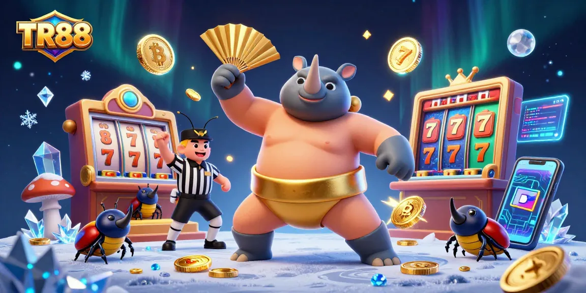 Win big at TR88 with the energetic sumo champion and vibrant casino elements.