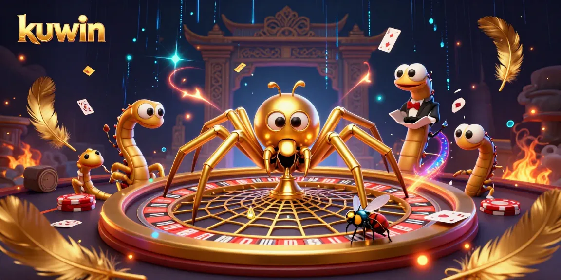 Kuwin's golden spider and centipede croupier create a thrilling online casino atmosphere.
