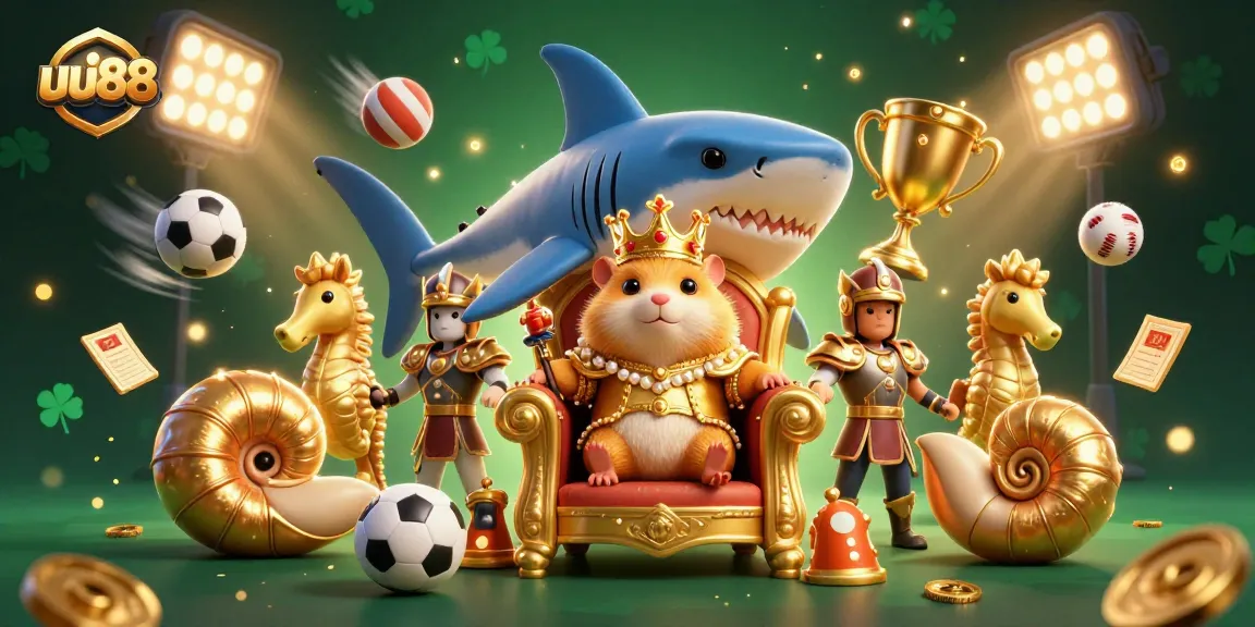 Experience the excitement of uu88 with dynamic gambling elements in an artistic 3D scene.