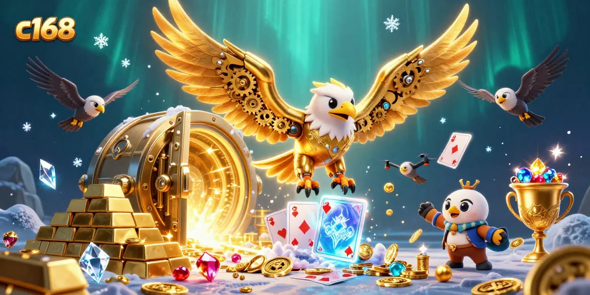 Catch exciting wins with c168's immersive 3D casino scene filled with treasures and games
