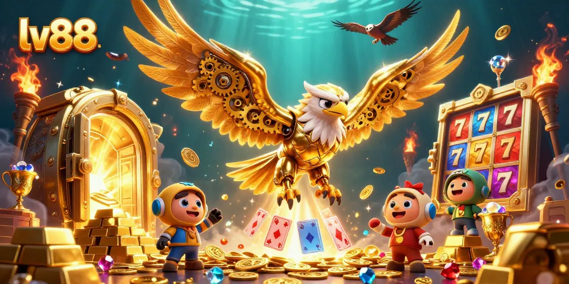 Experience thrilling gameplay with lv88, featuring a golden eagle in a rich casino environment.