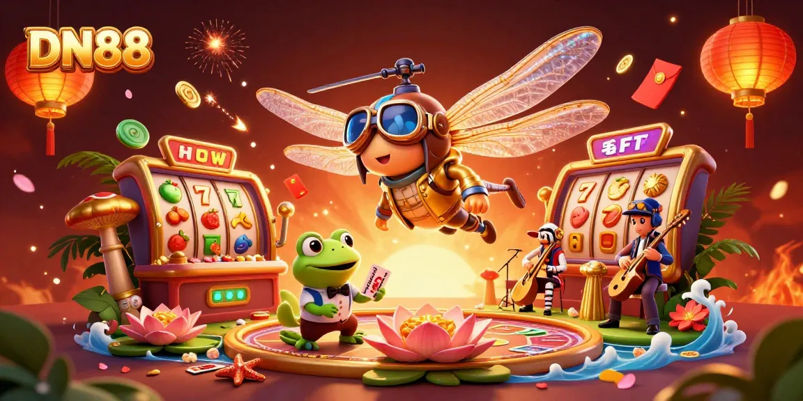 Join the excitement at DN88 with a vibrant casino scene featuring games and celebrations.