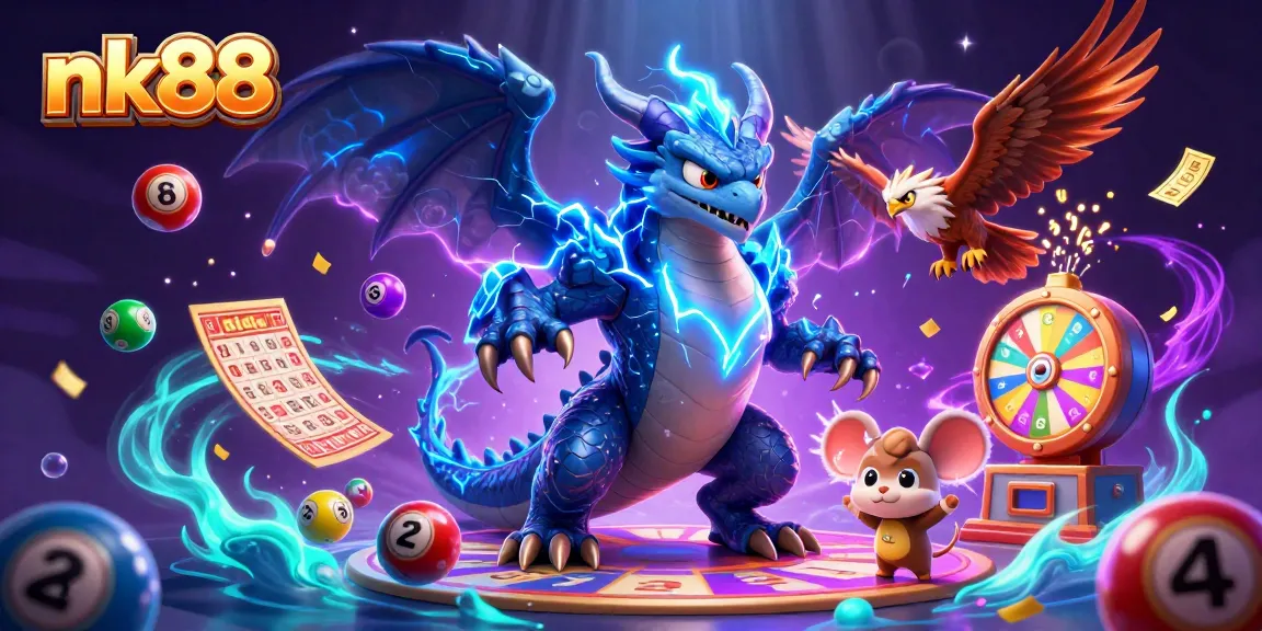 Experience thrilling gameplay at nk88 with vibrant colors and dynamic lottery elements in this illustration.