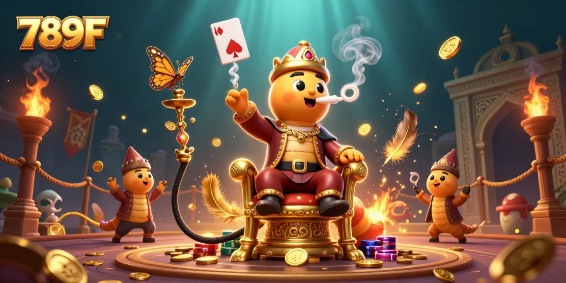 Experience the excitement of 789F with a dynamic casino-themed 3D illustration featuring a unique character design.